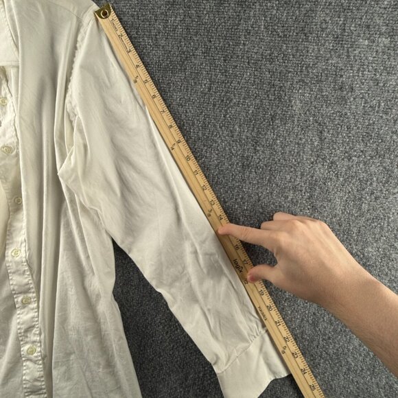 PRADA Size 40 (15.75) Long Sleeve Button Up Men Cotton Stretch Designer Ivory - Picture 13 of 16